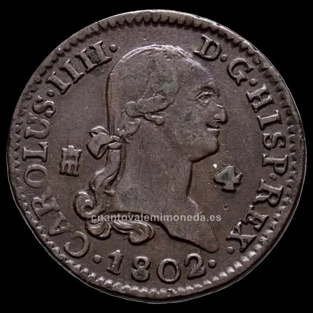 Imagen orientativa: 4 maravedís de Carlos IV, Segovia (1788-1808)