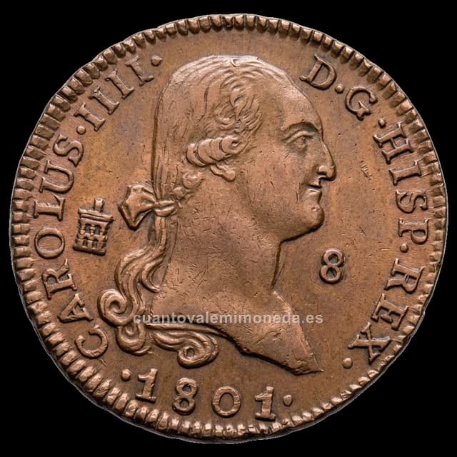 Imagen orientativa: 8 maravedís de Carlos IV, Segovia (1791-1808)