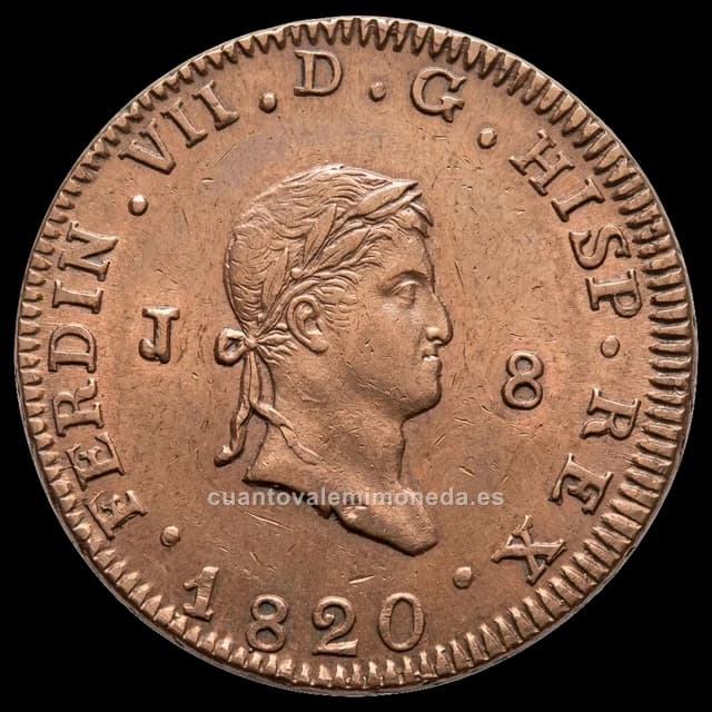 Imagen orientativa: 8 maravedís de Fernando VII, Jubia y Segovia (1814-1833)