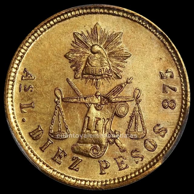 Imagen orientativa: 10 pesos de oro 1870-1905, balanza