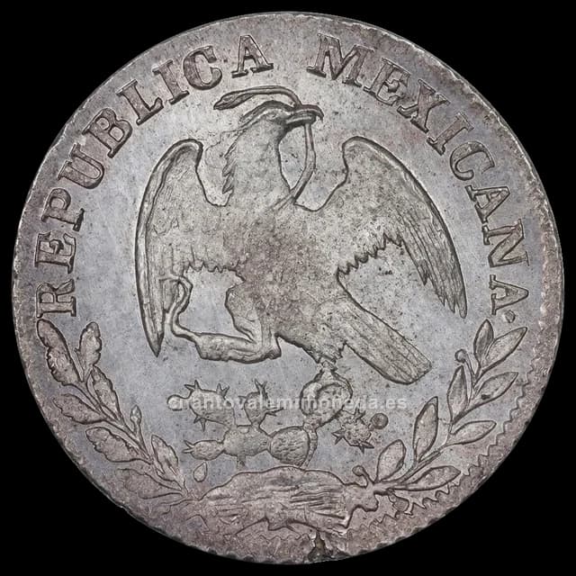 Imagen orientativa: 2 reales 1825-1872, gorro frigio (República)