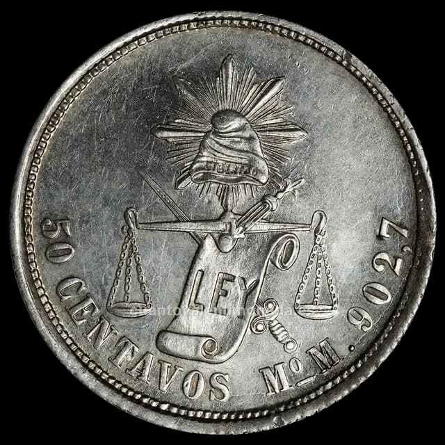 Imagen orientativa: 50 centavos 1869-1895, balanza