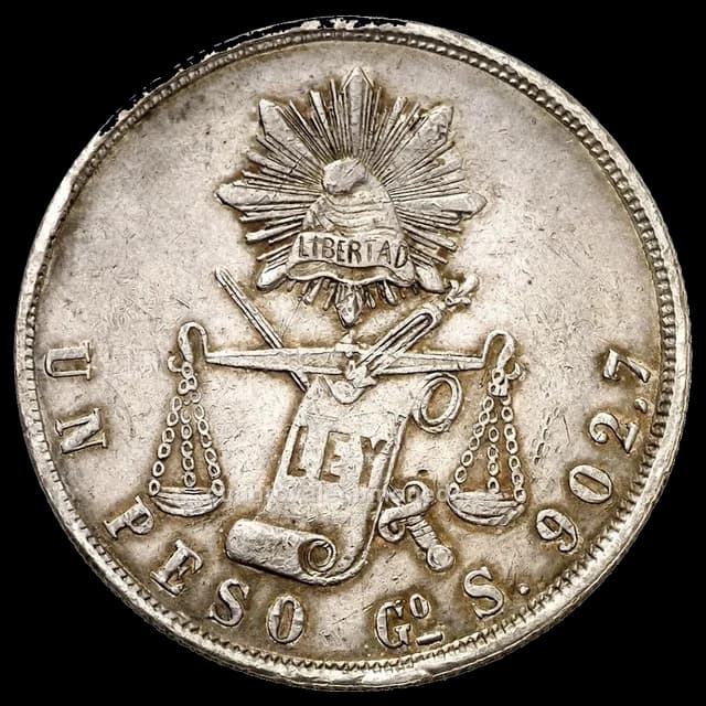 Imagen orientativa: 1 peso 1869-1873, «peso de balanza»