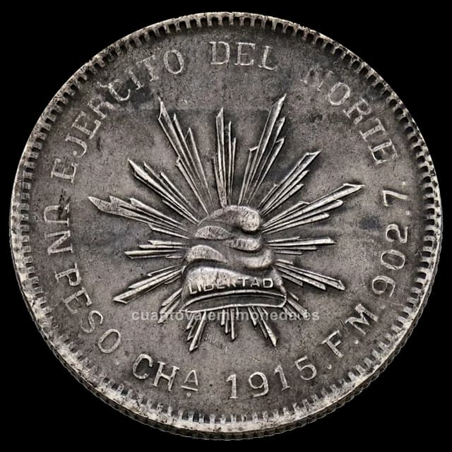 Imagen orientativa: 1 peso 1915 «Ejército del Norte», Chihuahua