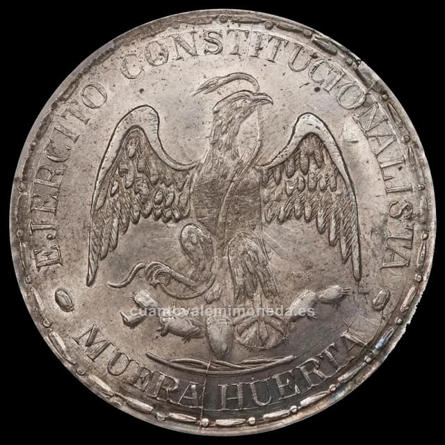 Imagen orientativa: 1 peso 1914 «Muera Huerta», Cuencamé (Durango)