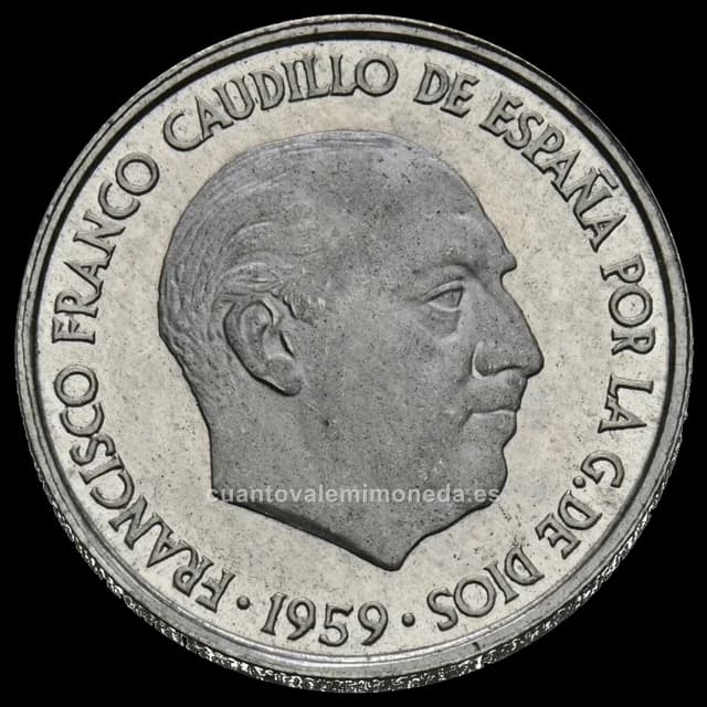 Imagen orientativa: 10 céntimos 1959 (aluminio), cabeza de Franco