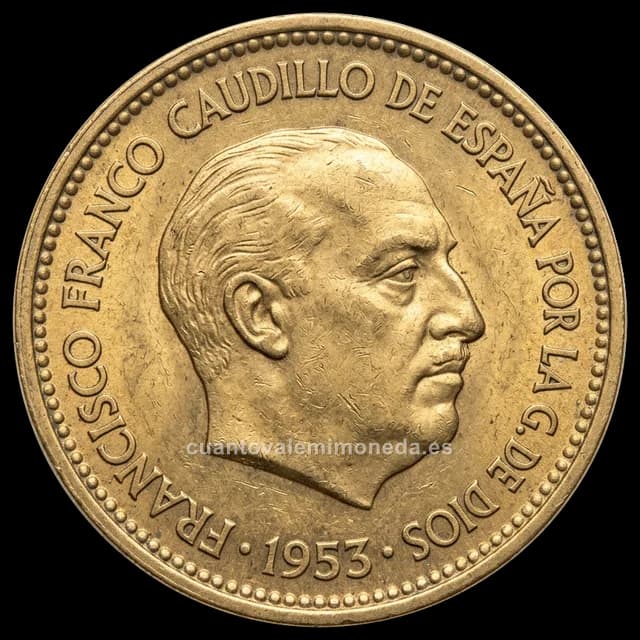 Imagen orientativa: 2,50 pesetas 1953, estrellas 19*68 y 19*69 (muy raras)