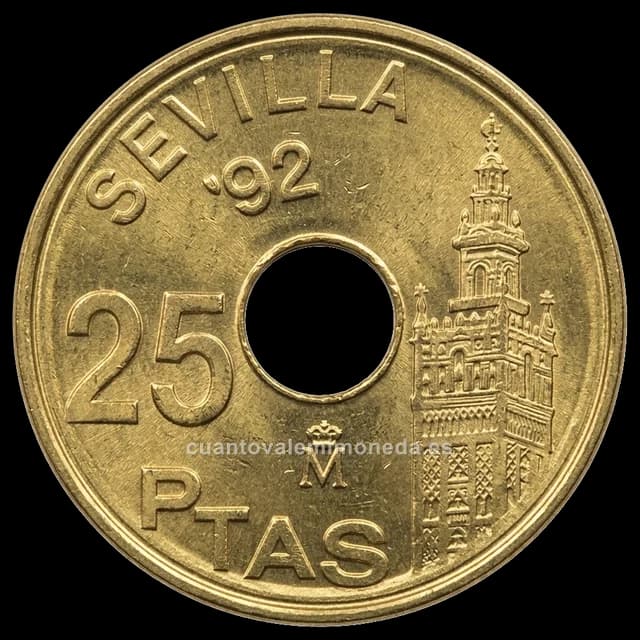 Imagen orientativa: 25 pesetas 1992, Sevilla 92 (La Giralda)