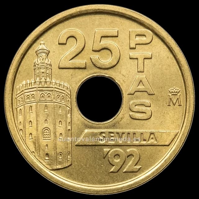 Imagen orientativa: 25 pesetas 1992, Sevilla 92 (Torre del Oro)