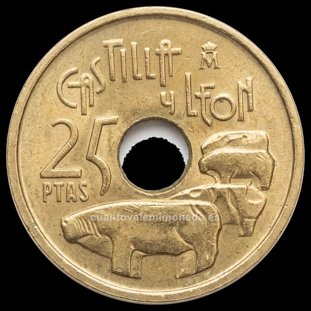Imagen orientativa: 25 pesetas 1995 Castilla y León, error 'sin la Y'