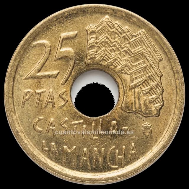 Imagen orientativa: 25 pesetas 1996, Castilla-La Mancha