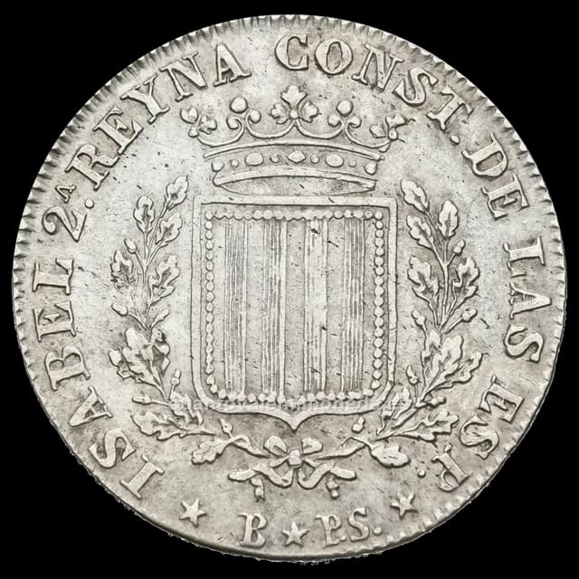 Imagen orientativa: 1 peseta de Isabel II, Barcelona (1836-1837)