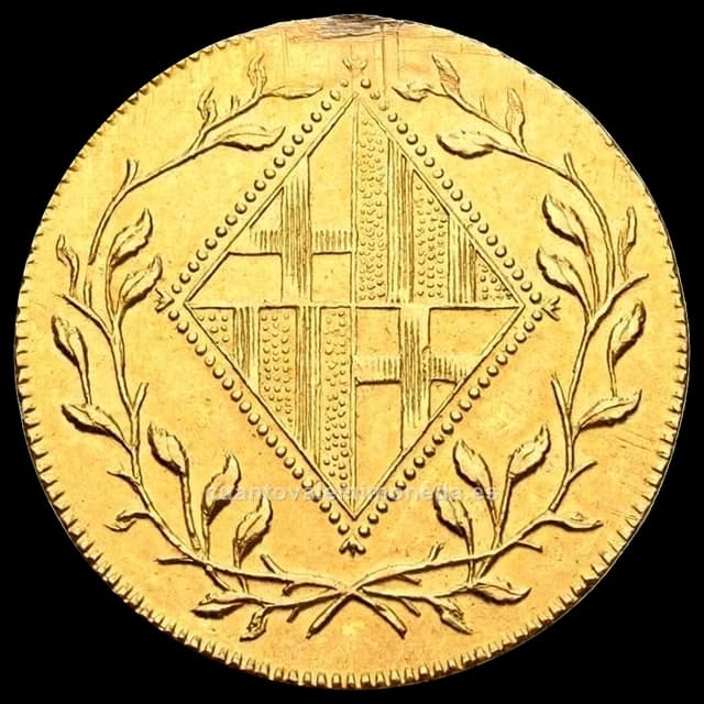 Imagen orientativa: 20 pesetas de oro de Barcelona, ocupación napoleónica (1812-1814)