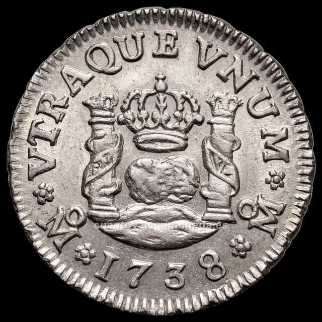 Imagen orientativa: 1/2 real de Felipe V, cecas americanas (macuquina y columnario)