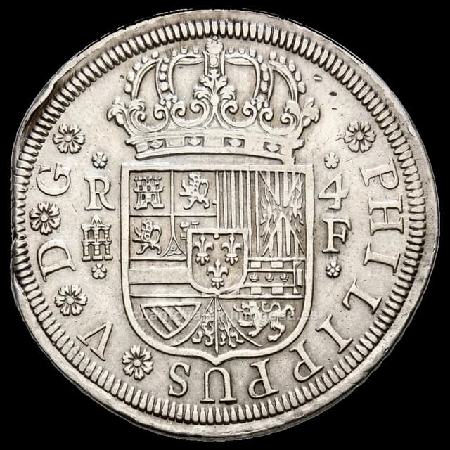 Imagen orientativa: 4 reales de Felipe V, cecas peninsulares (1700-1740)