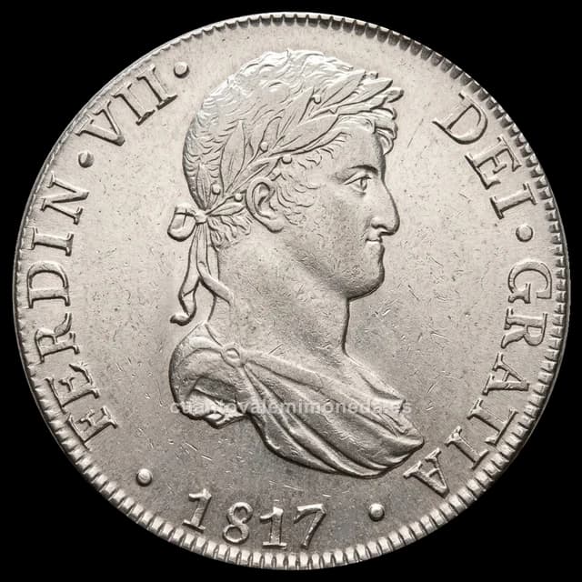 Imagen orientativa: 8 reales de Fernando VII, ceca de México (1808-1821)