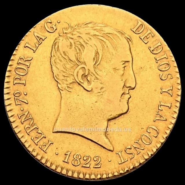 Imagen orientativa: 80 reales de oro de Fernando VII, Trienio Liberal (1822-1823)